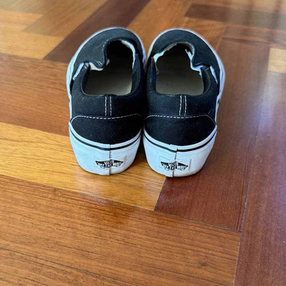 Vans Black and White Platform Slip-Ons - Picture 7 of 10